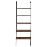 Industrial Wall Mounted Bookcase 5-Tier Open Ladder Shelf Bookshelf with Metal Frame, 23.6" L x 11.8" W x 70.9" H - Image 3