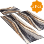 Three-piece kitchen rug set, non-slip and washable, abstract pattern kitchen hallway rug, soft and comfortable, suitable for sinks, floors, entrances, hallways and bathrooms. - Image 2