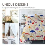 Mushroom Comforter Set Twin Size, Pink Yellow Mushroom Bedding Bedding Set, 3 Piece, 1 Comforter (68"x86") and 2 Pillow Shams (20"x26") - Image 2