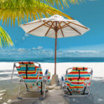 Same Code 14464082 63*70*99cm Heightened Oxford Cloth Silver White Aluminum Tube Bearing 100kg Beach Chair Rainbow Stripes - Image 9