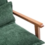 Cloud Shaped Indoor Leisure Chair with Solid Wood Armrest & Solid Wood Frame, Chenille Fabric Accent Chair with Lumbar Pillow, Single Sofa Chair Dark Green - Image 11