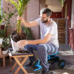Rolling Garden Work Seat with Wheels, Gardening Stool for Planting, Garden Scooter with 360 Degree Swivel Seat & Steering Handle & Tool Tray, Blue - Image 7