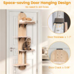 Door Hanging Cat Tree 5-Level Height Adjustable 4-Tier Climber No-Drill for Apartment Beige - Image 6