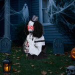 1.8ft Halloween Decoration Scary Clown, Sound-Actived Party Decor with Creepy Sound , Scary Haunted House Props for Indoor Party Home Table Garden Yard Lawn - Image 13
