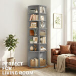 7-tier, 360° rotating wood-plastic composite shoe rack, 60*60*184cm, gray - Image 12
