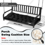 Outdoor Bench Cushion, 60 × 20 × 4 Inch, Tufted Waterproof Swing Cushion with Ties, for Patio Bench or Window Seat - Image 2
