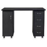 Double Edged Manicure Nail Table with Drawer Black - Image 24