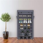 10 Tiers Shoe Rack with Dustproof Cover Closet Shoe Storage Cabinet Organizer Gray - Image 12