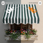 4' Window Door Awning Sun Shade Canopy Outdoor Patio Cover, Green & White Stripes - Image 6