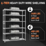 6-Tier disassembly and free assembly NSF-Certified Steel Wire Shelving with Wheels - Image 17