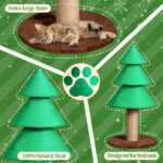 31.5in Christmas Tree Cat Scratcher, Cat Scratching Post for Indoor Cats, Large Sisal Cat Scratching Tree Cat Scratch Tower, Green