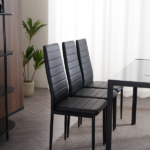 4pcs Elegant Assembled Stripping Texture High Backrest Dining Chairs Black Replace encoding 13028198-18410366 - Image 32