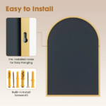 20"X30" Arched Bathroom Mirror, Wall Mounted Mirror with Aluminum Alloy Frame, Bathroom Mirror for Living Room, Bedroom, Bathroom and Entryway, Gold - Image 3