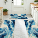Three-piece kitchen rug set, non-slip and washable, abstract pattern kitchen hallway rug, soft and comfortable, suitable for sinks, floors, entrances, hallways and bathrooms. - Image 9