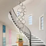 14 Ring High Ceiling Chandelier Foyer, Black Modern LED Large Staircase Long Chandeliers Light Fixture with Remote for Entryway Living Room - Image 6