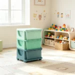 Green 3 Tier Kids Storage Unit – 3 Drawer Toy Organizer for Small Spaces, Fits Toddler Bedroom, Nursery Corner & Apartment Living Room - Image 4
