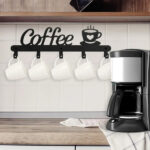 CIFbuy Gorgeous Wall - Mounted Coffee Mug Holder Made of Metal, Complete with Hooks for Coats and Hangers, a Great Stylish Wall Organizer, Utility Hooks.(TikTok/temu self-pickup orders)