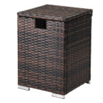 Replace 95812680 40*40*57cm Iron Frame Gas Bottle Storage Rattan Side Table Brown Gradient
