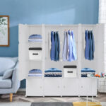 4-layer 16 Cube Organizer Stackable Plastic Cube Storage, Plastic + Steel Wire with 3 Clothes Rails, Free to Assemble, White - Image 10