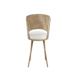 Wicker dining chairs - 2-piece set - Farmhouse soft cushioned cane back kitchen chair, sponge cushion, wing-back dining chair with metal legs, suitable for home and kitchen (brown) - Image 14