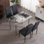 4pcs Elegant Assembled Stripping Texture High Backrest Dining Chairs Black Replace encoding 13028198-18410366 - Image 49