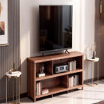 Dark Brown Particle Board TV Stand, 70.07"×15.75"×24.4" Double Layer Entertainment Center with Open Storage Shelves, Modern TV Console for Living Room & Bedroom - Image 8
