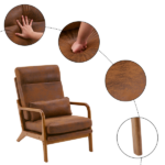 Same Code 28822889 High Back Solid Wood Armrest Backrest Iron Frame Bronzing Cloth Indoor Leisure Chair Orange - Image 15