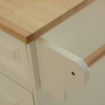 Kitchen Island & Kitchen Cart, Mobile Kitchen Island, Rubber Wood Top, Big & Adjustable Shelf Inside Cabinet for Different Utensils, Luxury Design Fits Party at Different Site. - Image 15