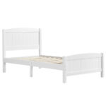 FCH Twin Pine Single-Layer Core Vertical Stripe Full-Board Curved Bed Head With The Same Bed Foot White Wooden Bed - Image 5