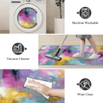 Three-piece kitchen rug set, non-slip and washable, abstract pattern kitchen hallway rug, soft and comfortable, suitable for sinks, floors, entrances, hallways and bathrooms. - Image 4