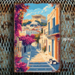 CIFbuy Vintage Greek Athens Street Scene Metal Sign 8x12 Inch, Distressed Retro Tin Painting Wall Art For Home Office Gym Bedroom Decor TikTok, TikTok, etro Self-pickup Logiopics - Image 3