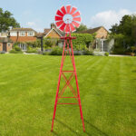 8FT Weather Resistant Yard Garden Windmill Red - Image 26
