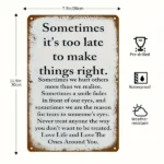 CIFbuy Sarcastic Retro Metal Sign Sometimes It's Too Late To Correct Rustic Wall Decor For Home Porch Garage Cafe Bar Garden (TikTok, temu pick-up service) - Image 2