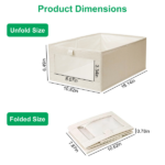4Pcs Foldable Closet Storage Bins,16.14x10.82x6.49in Closet Storage Baskets with Clear Window, Washable Linen Fabric Storage Baskets for Clothes Organization or Bedroom Kitchen Basement,Clothes Toys Snacks Tools - Image 10