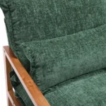 Cloud Shaped Indoor Leisure Chair with Solid Wood Armrest & Solid Wood Frame, Chenille Fabric Accent Chair with Lumbar Pillow, Single Sofa Chair Dark Green - Image 15