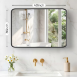 Anti-Fog Bathroom Wall Mirror – 30" x 40" Shatterproof Mirror with Rectangular Metal Frame, Black (Shipment from Walmart) - Image 5