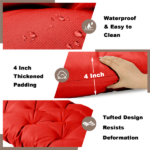 Outdoor Bench Cushion, 60 × 20 × 4 Inch, Tufted Waterproof Swing Cushion with Ties, for Patio Bench or Window Seat - Image 5