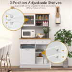 68-Inch Tilting Trash Cabinet with Hidden Trash Can & Multi-Storage Compartments, White & Natural Wood - Image 12