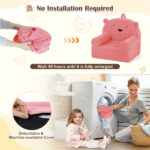 Bear-Shaped Kids Sofa, Teddy Fleece Foam Chair for Toddlers 3+, Portable Bear-Shaped Couch (Pink) - Image 8
