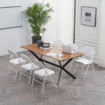 Same Code 71155989 6pcs Elegant Foldable Iron & PVC Chairs for Convention & Exhibition White - Image 30