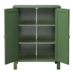 Forest Green MDF Painted with Vertical Stripes, 60*30*80cm, Double Door Bathroom Vanity - Image 3