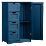 Navy blue, MDF with paint finish and melamine veneer, vertical stripes, 56*30*82.5cm, 4 drawers, 1 door, bathroom vanity - Image 15