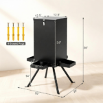 14 Gallon Gravity Deer Feeder 50-90 LBS Capacity Galvanized Coated Steel Wildlife Game Feeder with 4 Feeding Trays Lockable Lid Ground Pegs for Hunting Ranch Backyard Black - Image 4