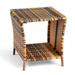 [Replace old code: 21936583] Glass Surface Yellow Gradient Iron Frame Rattan Side Table - Image 4