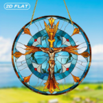 CIFbuy Vibrant Color Acrylic Sunflower Cross Jesus Suncatcher Wall Hanging Easy to Hang Gift (TikTok, temu pick-up service) - Image 2