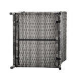Outdoor Patio Wicker Side Table, Square End Table Bistro Coffee Table with Glass Top Storage Shelf for Porch Garden Backyard Grey SAME AS 19215985 - Image 9