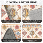 Boho Kitchen Rug Sets 4 Piece with Runner Non Slip Kitchen Rugs and Mats Washable Kitchen Mats for Floor Thick Kitchen Floor Mat Carpet Runner Rugs for Hallway Laundry Holiday Decor - Image 6