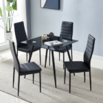 4pcs Elegant Assembled Stripping Texture High Backrest Dining Chairs Black Replace encoding 13028198-18410366 - Image 141