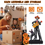 7.3ft Ghostly Musician with Dog, 6 LEDs, Black, White, Orange, Halloween Inflatable Decoration, 1500mA, 12V, US Standard - Image 7
