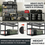 60''H Garage Shelf Storage Shelving Unit, 4 Tiers Storage Racks, Free Standing Heavy Duty Metal Adjustable Shelves - Image 3